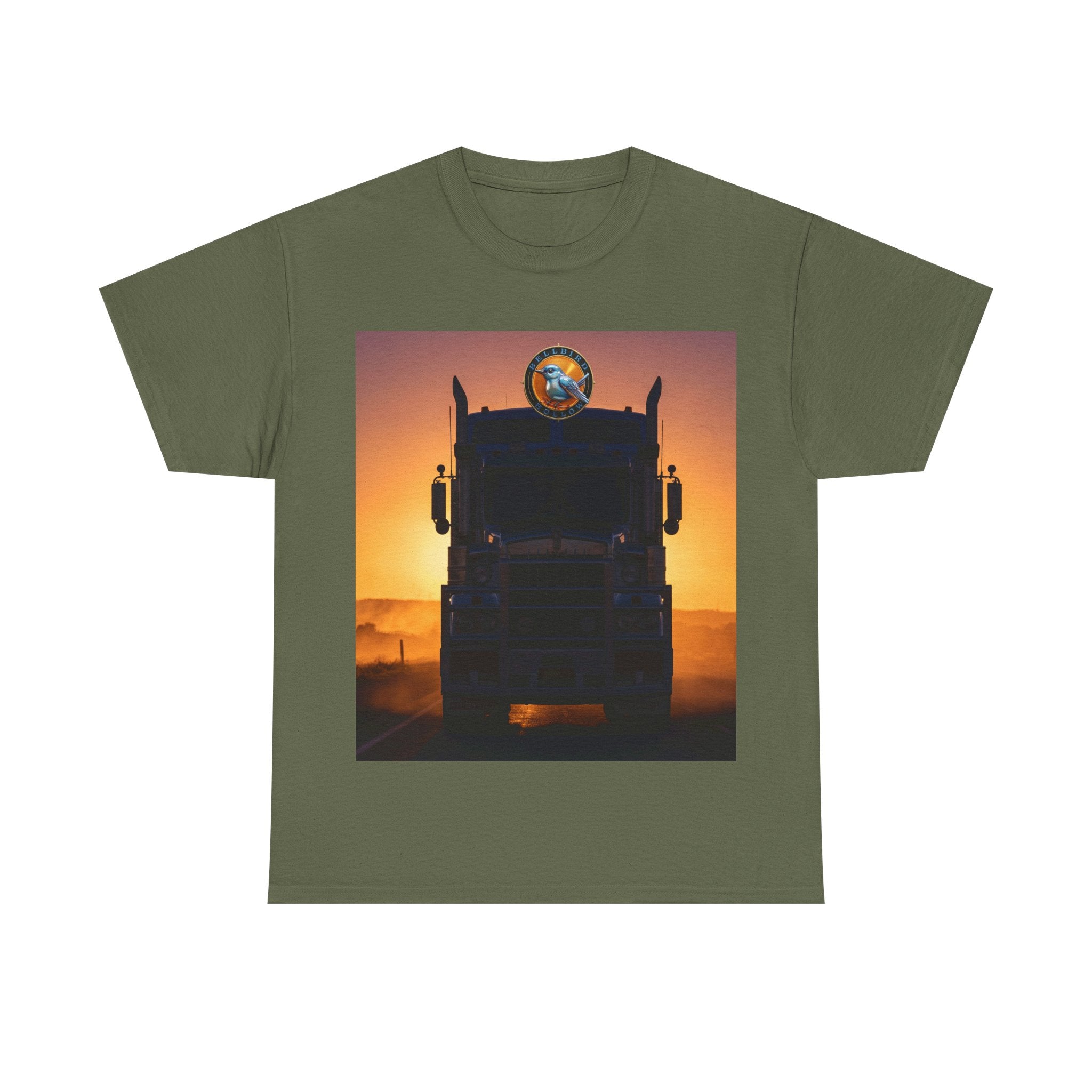 Truck Driver Tee — 'Without Trucks Australia Stops' Sunset Semi T-Shirt