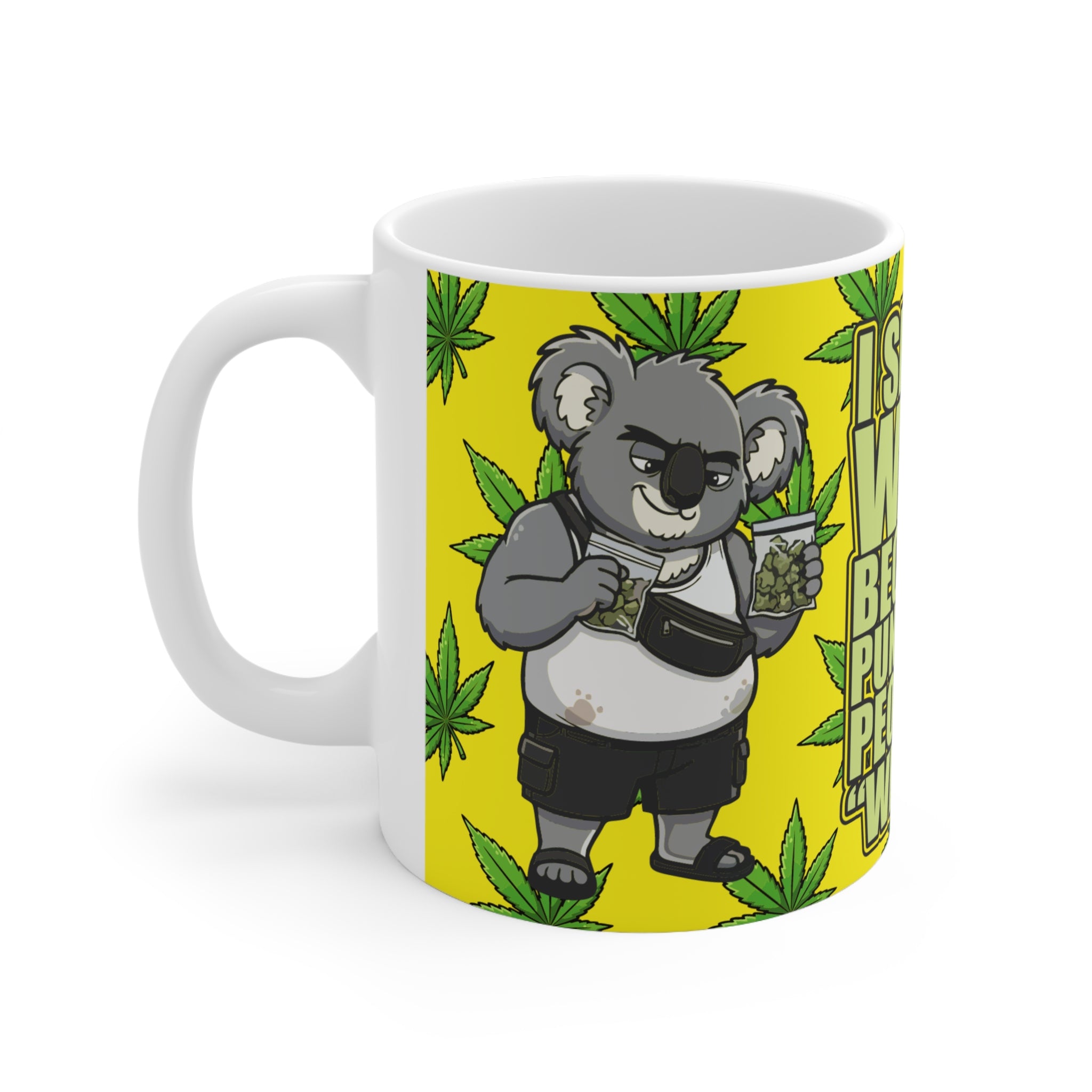 Cheeky Gaz Weed Leaf Accent Mug ☕🌿, Funny Weed Quote Mug, Gift for Stoner Friends, Colorful Animal Artwork