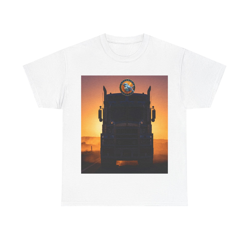 Truck Driver Tee — 'Without Trucks Australia Stops' Sunset Semi T-Shirt