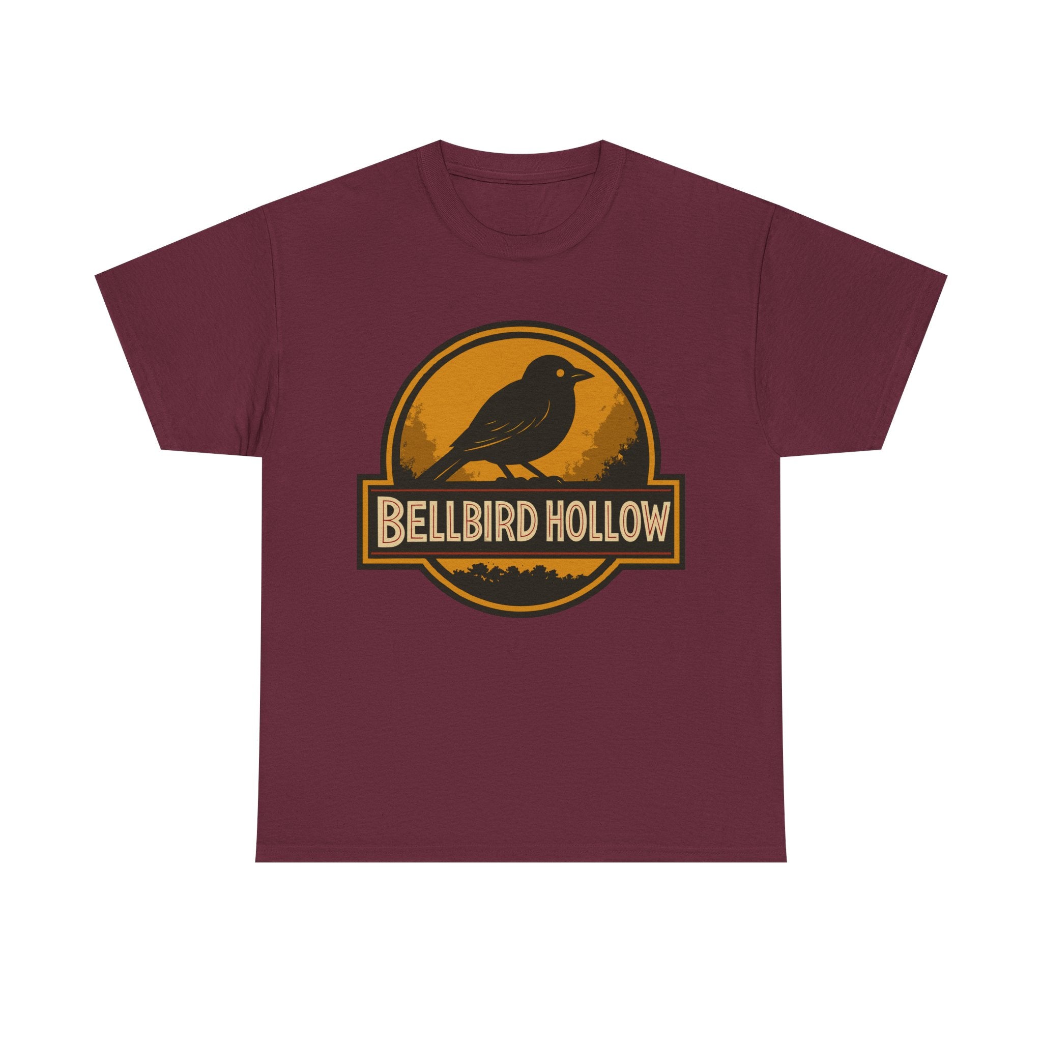 🐦🔥 Bellbird Hollow – Vintage Crest Tee 🌅🌲 (Unisex Heavy Cotton)