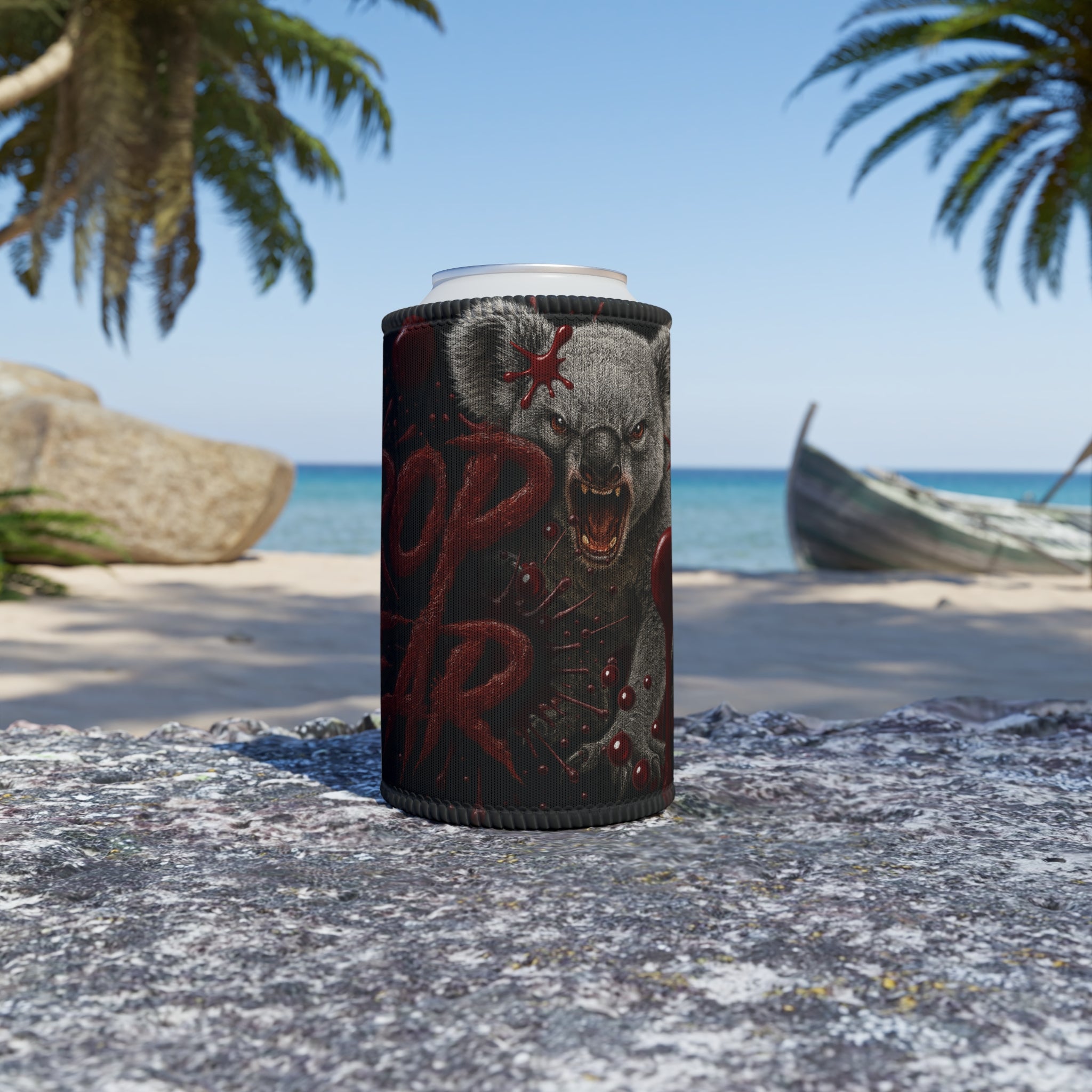 🩸🔥 Bellbird Hollow Stubby Cooler – DROP BEAR - BLACK EDITION 🔥🩸 (Unisex Heavy Cotton)