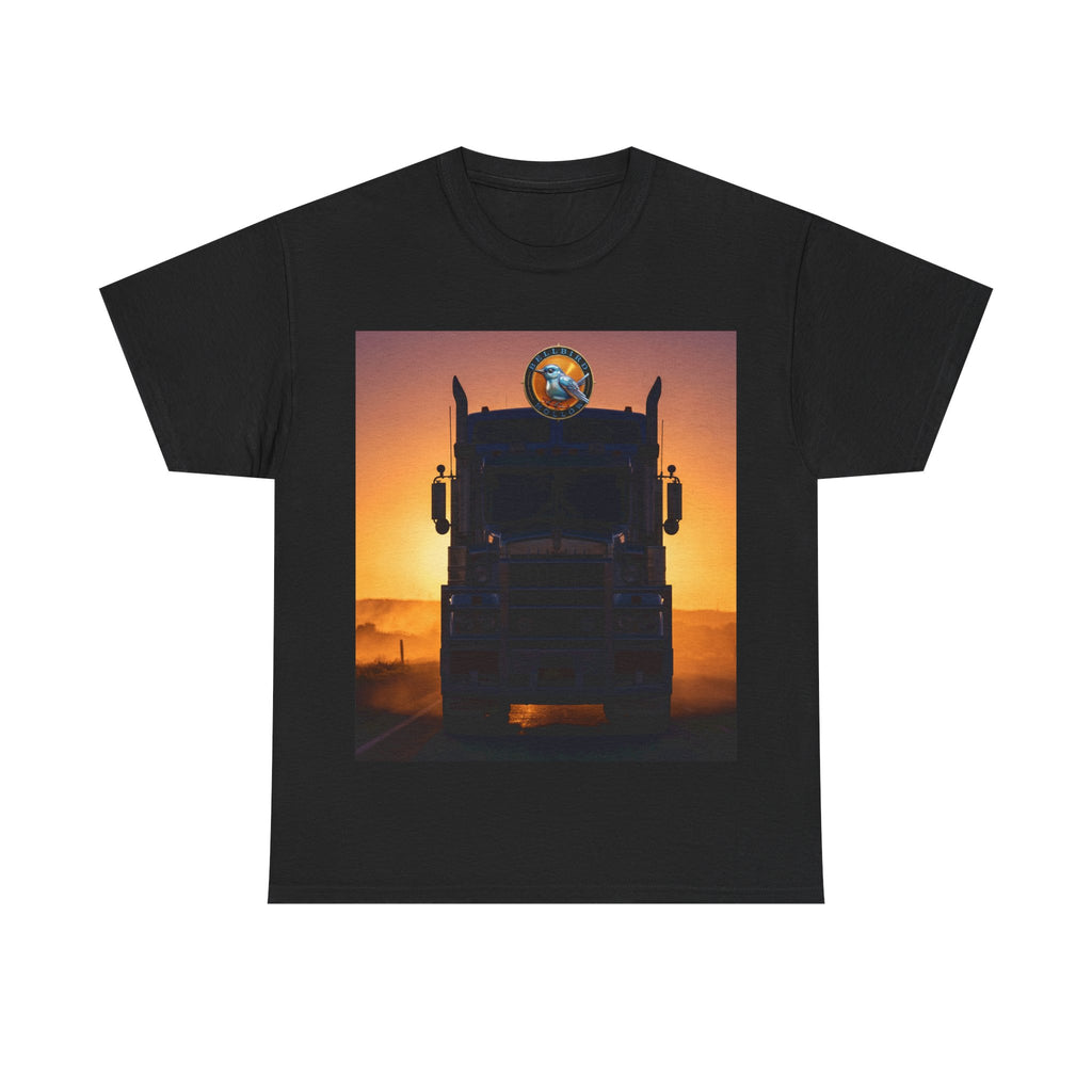 Truck Driver Tee — 'Without Trucks Australia Stops' Sunset Semi T-Shirt