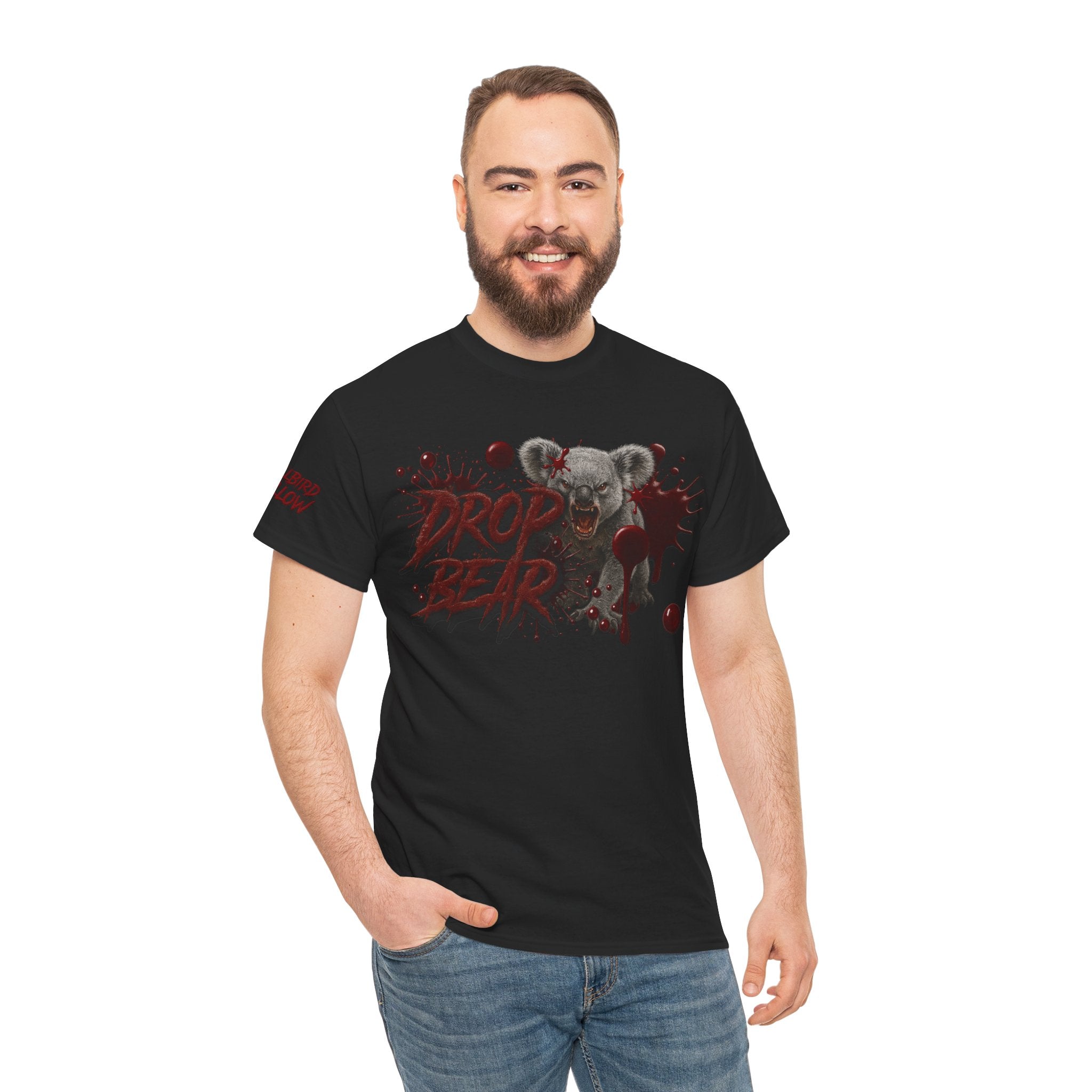 🔥🩸 Bellbird Hollow Tee – Drop Bear - Black Edition 🩸🔥 (Unisex Heavy Cotton)