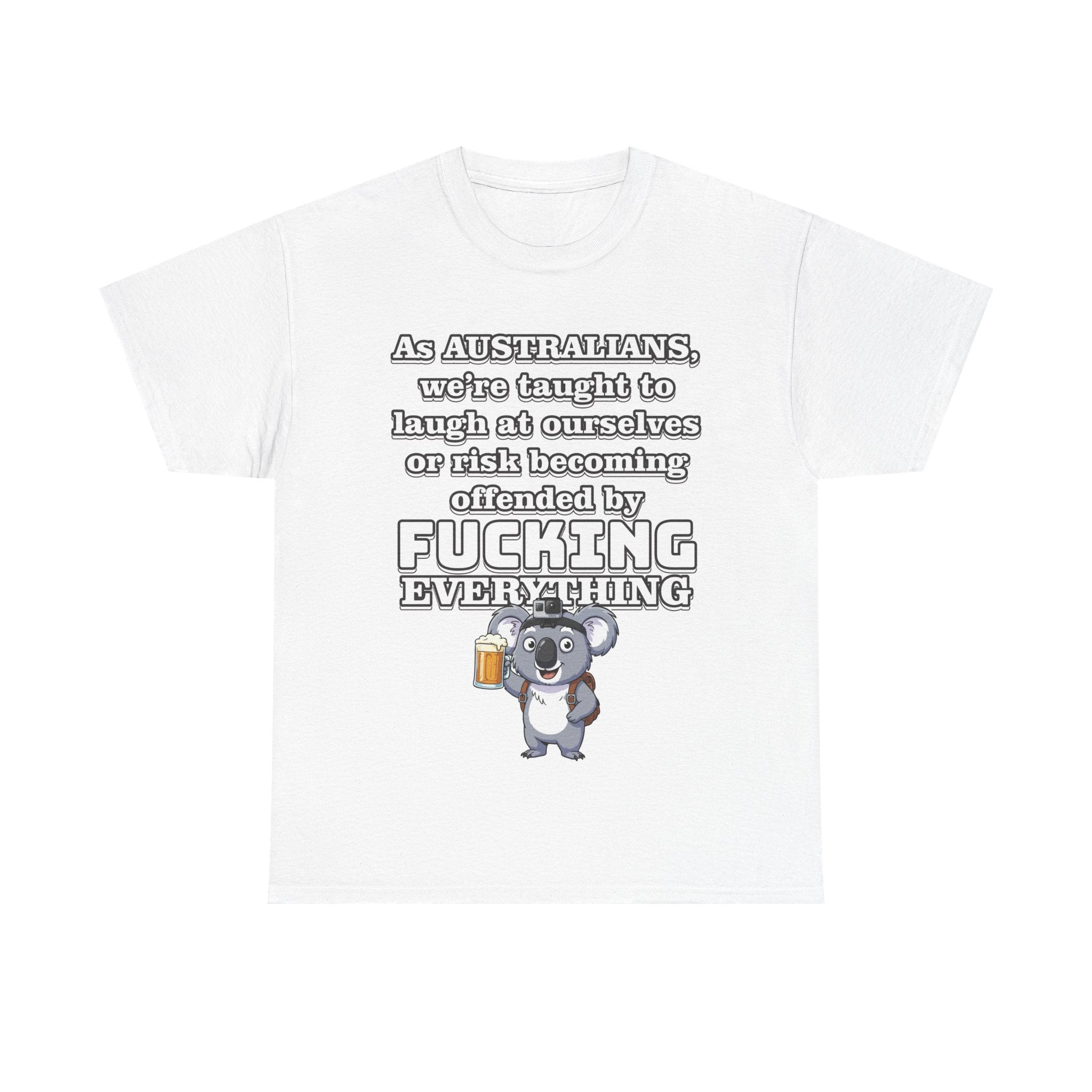 Funny Australian Koala Tee, Humor T-Shirt for Aussies, Unisex Heavy Cotton Tee, Gift for Friends, Casual Wear, Drinkers Shirt
