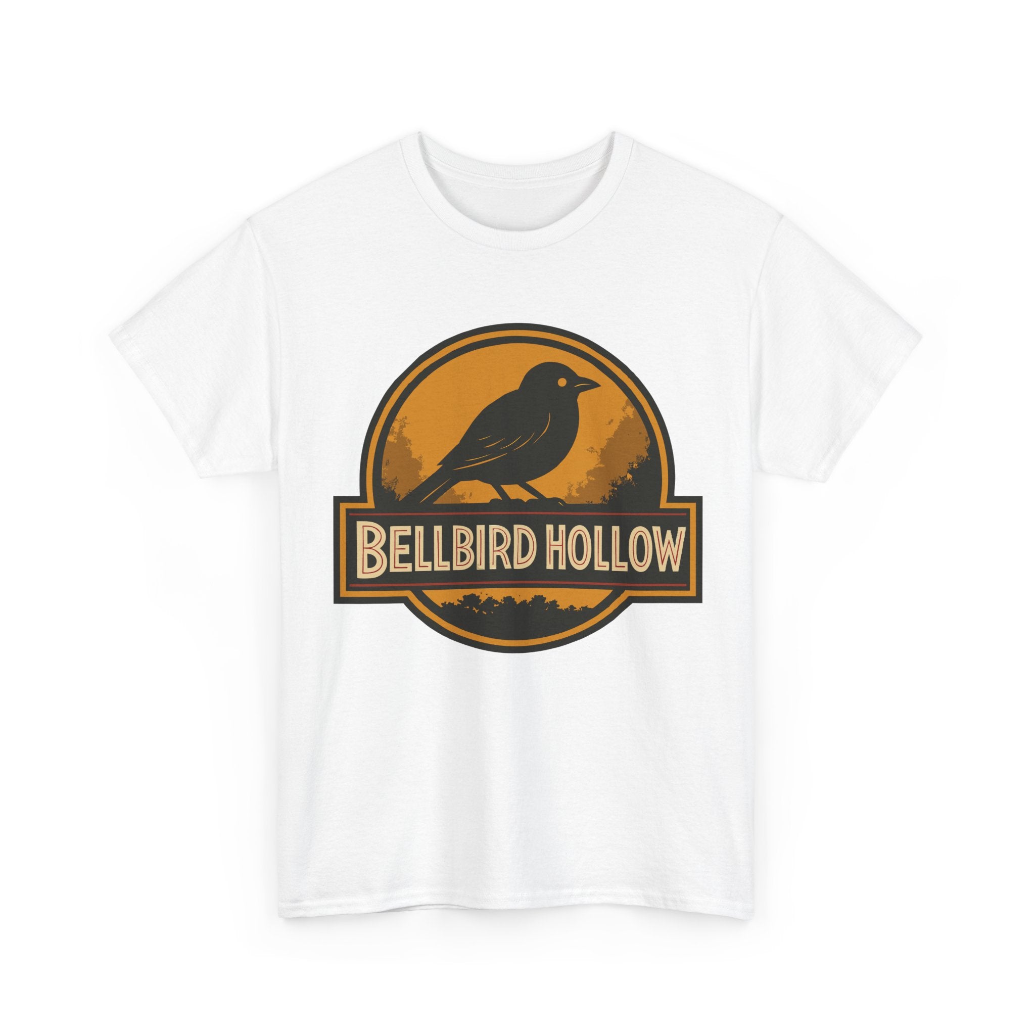 🐦🔥 Bellbird Hollow – Vintage Crest Tee 🌅🌲 (Unisex Heavy Cotton)