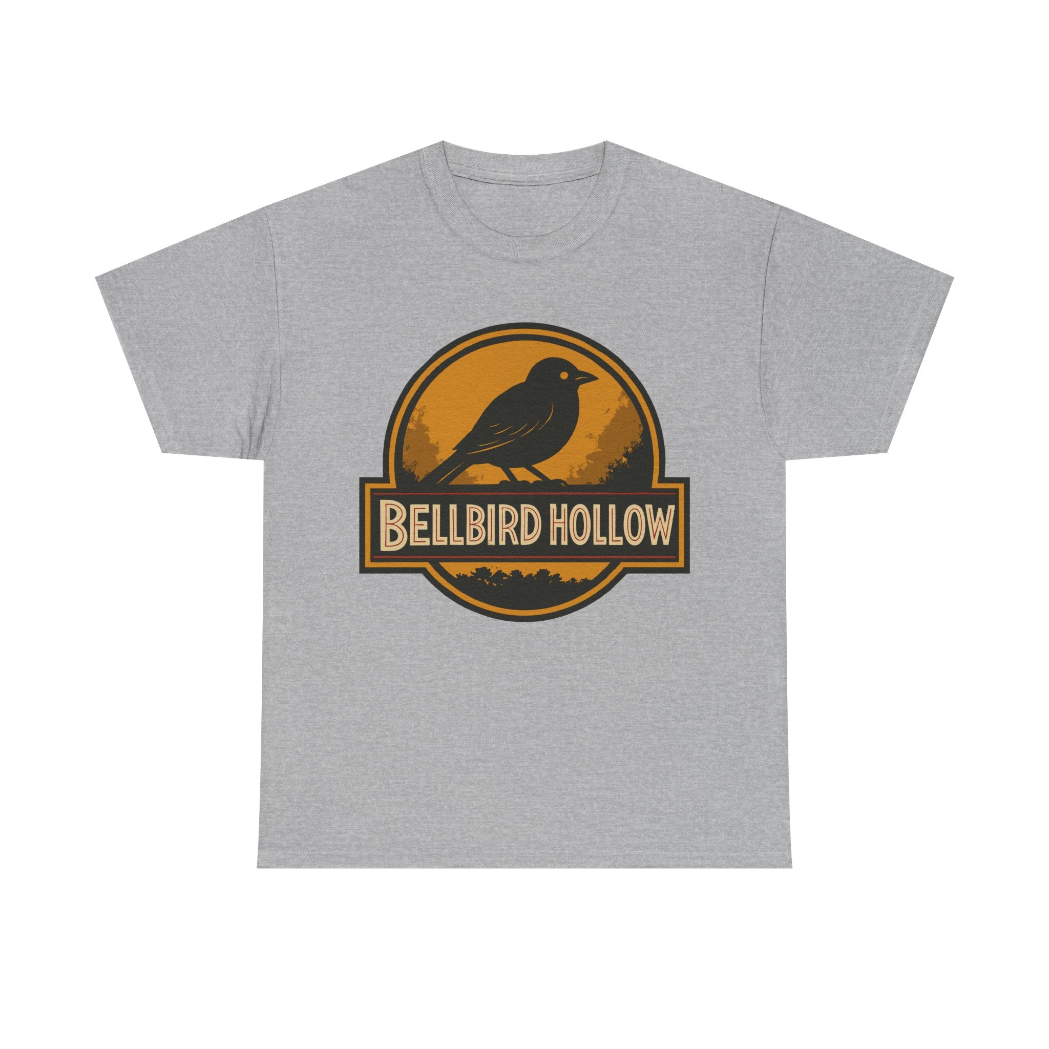 🐦🔥 Bellbird Hollow – Vintage Crest Tee 🌅🌲 (Unisex Heavy Cotton)