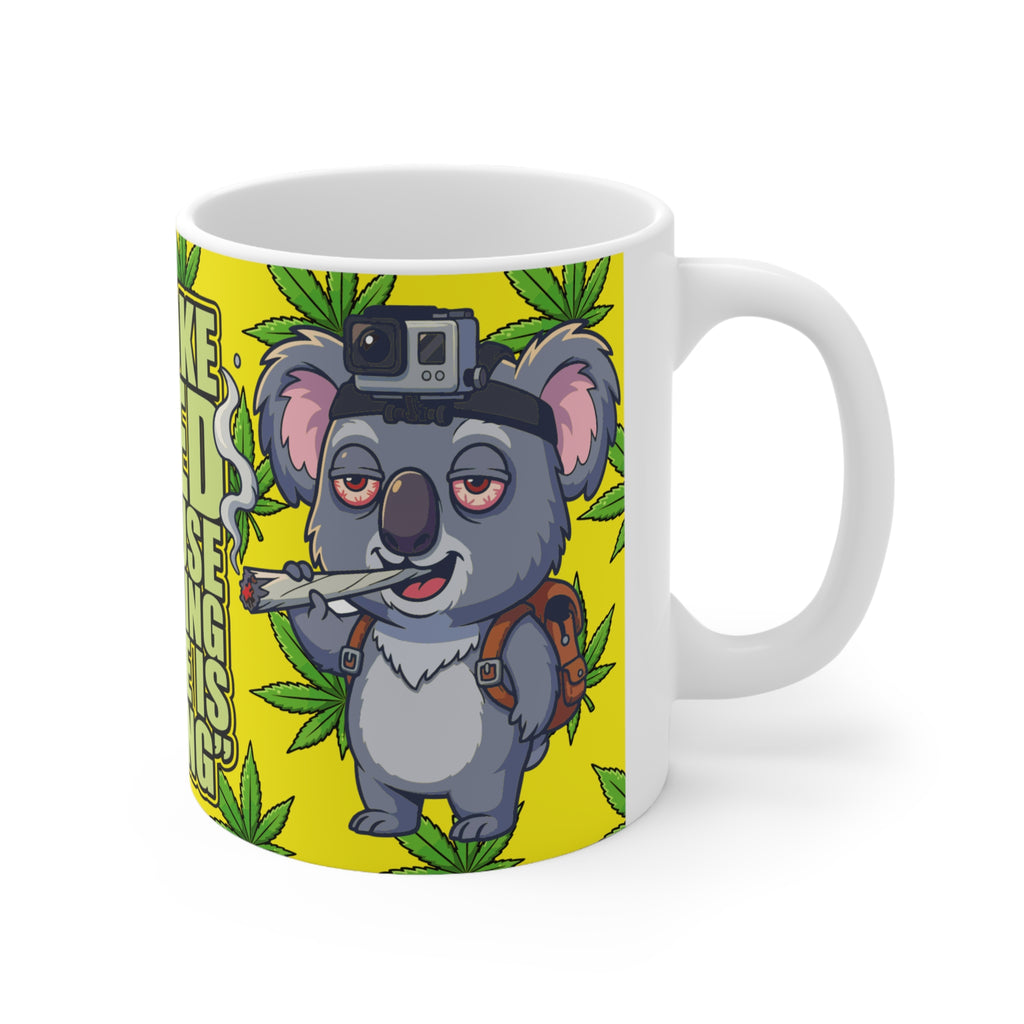 Cheeky Gaz Weed Leaf Accent Mug ☕🌿, Funny Weed Quote Mug, Gift for Stoner Friends, Colorful Animal Artwork